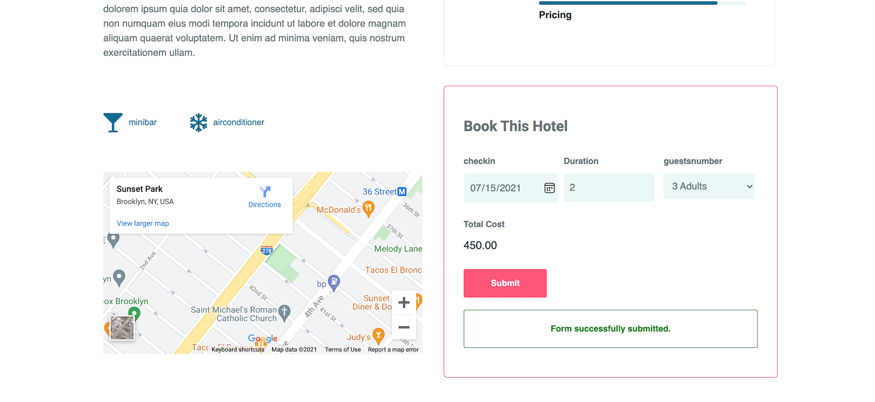 building a dynamic hotel website - the booking form